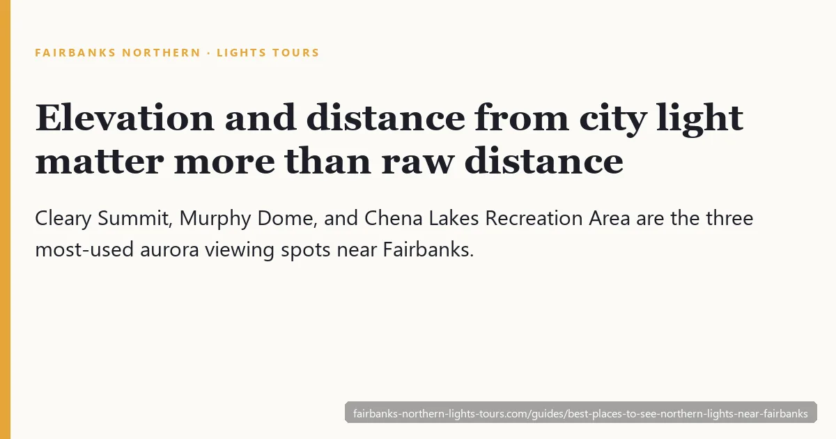Map of the best northern lights viewing spots around Fairbanks, Alaska
