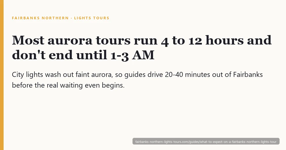 What actually happens on a Fairbanks aurora tour, from pickup to the drive home